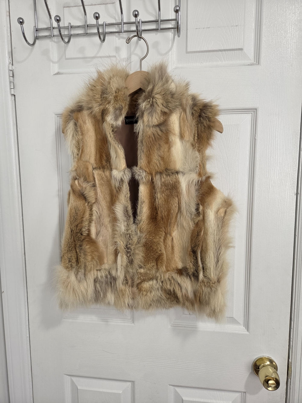 Adrienne Landau Fox Fur Vest in Golden and Cream Tones